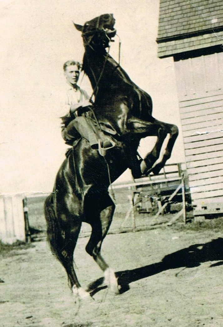 Picture of Grandma on Grandpa's horse.
